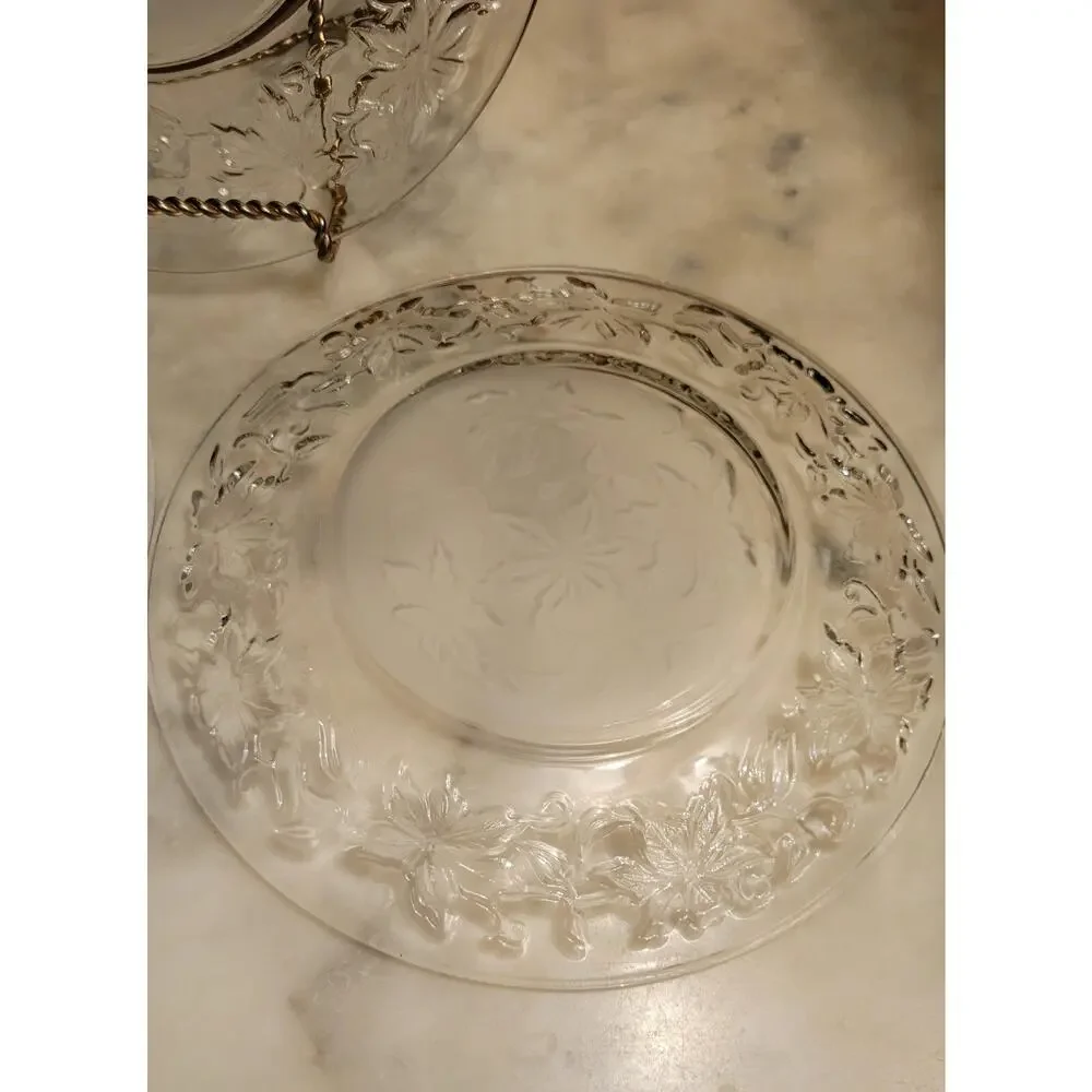 Princess House Fantasia Crystal Salad Dessert Plates Set of 3 Frosted Center 8